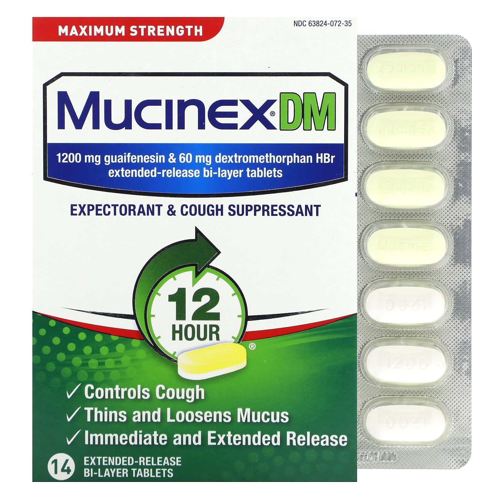 Mucinex DM 600mg/30mg — 14 Bi-Layer Tablets | Clearwell Pharmacy Cabo Delivery in Cabo Mucinex DM - Clearwell Pharmacy