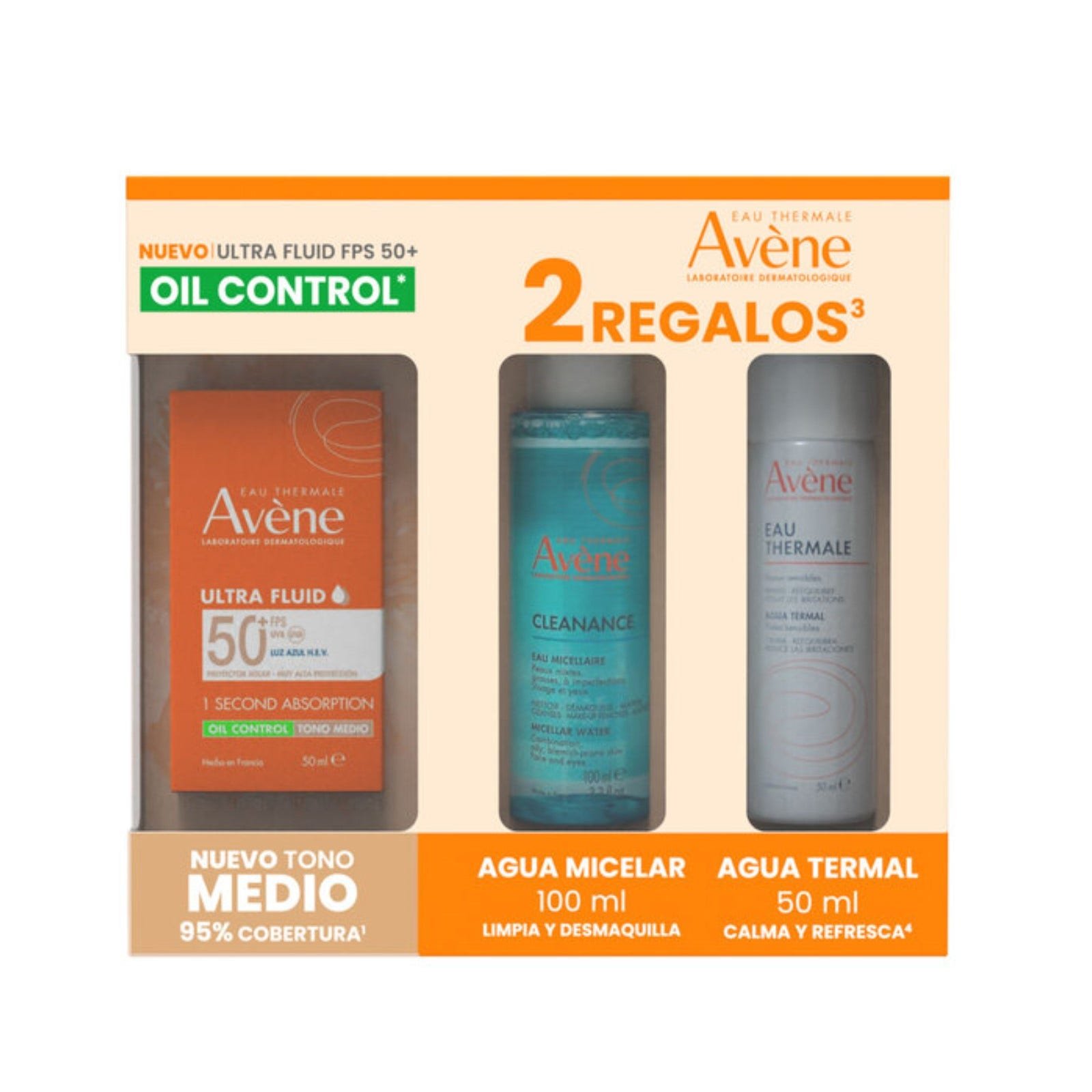 Avene Kit Sunscreen Ultra Fluid Oil Control Light 50Ml + Micellar Water 100Ml + Water Termal 50Ml | Clearwell Pharmacy Cabo Delivery in Cabo Avene Kit Sunscreen Ultra Fluid Oil Control Light 50Ml + Micellar Water 100Ml + Water Termal 50Ml