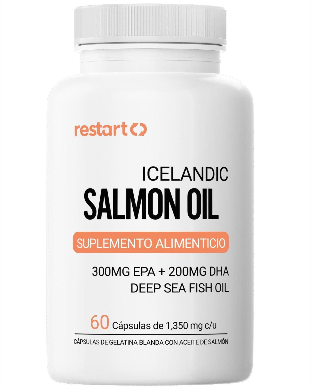 Restart Icelandic Oil Salmon Omega 3 1000 Mg 300 Mg EPA 200 Mg DHA 60 Capsules Softgel | Clearwell Pharmacy Cabo Delivery in Cabo Restart Icelandic Oil Salmon Omega 3 1000 Mg 300 Mg EPA 200 Mg DHA 60 Capsules Softgel