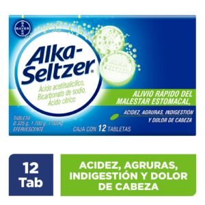 Alka Seltzer Lime Lemon Relief Malestar Estomacal & Pain Head Box with 12 Tablets Efervescentes