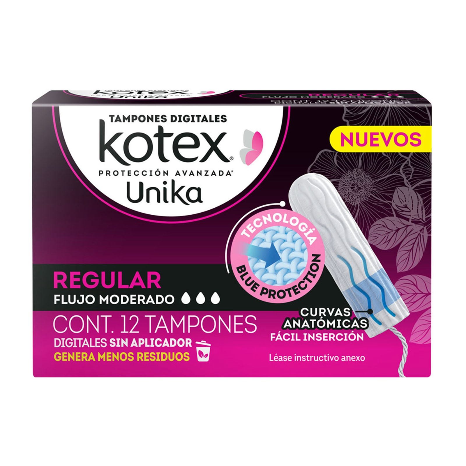 Tampons Kotex Unika Digital Regular 12 pcs | Clearwell Pharmacy Cabo Delivery in Cabo Tampons Kotex Unika Digital Regular 12 pcs