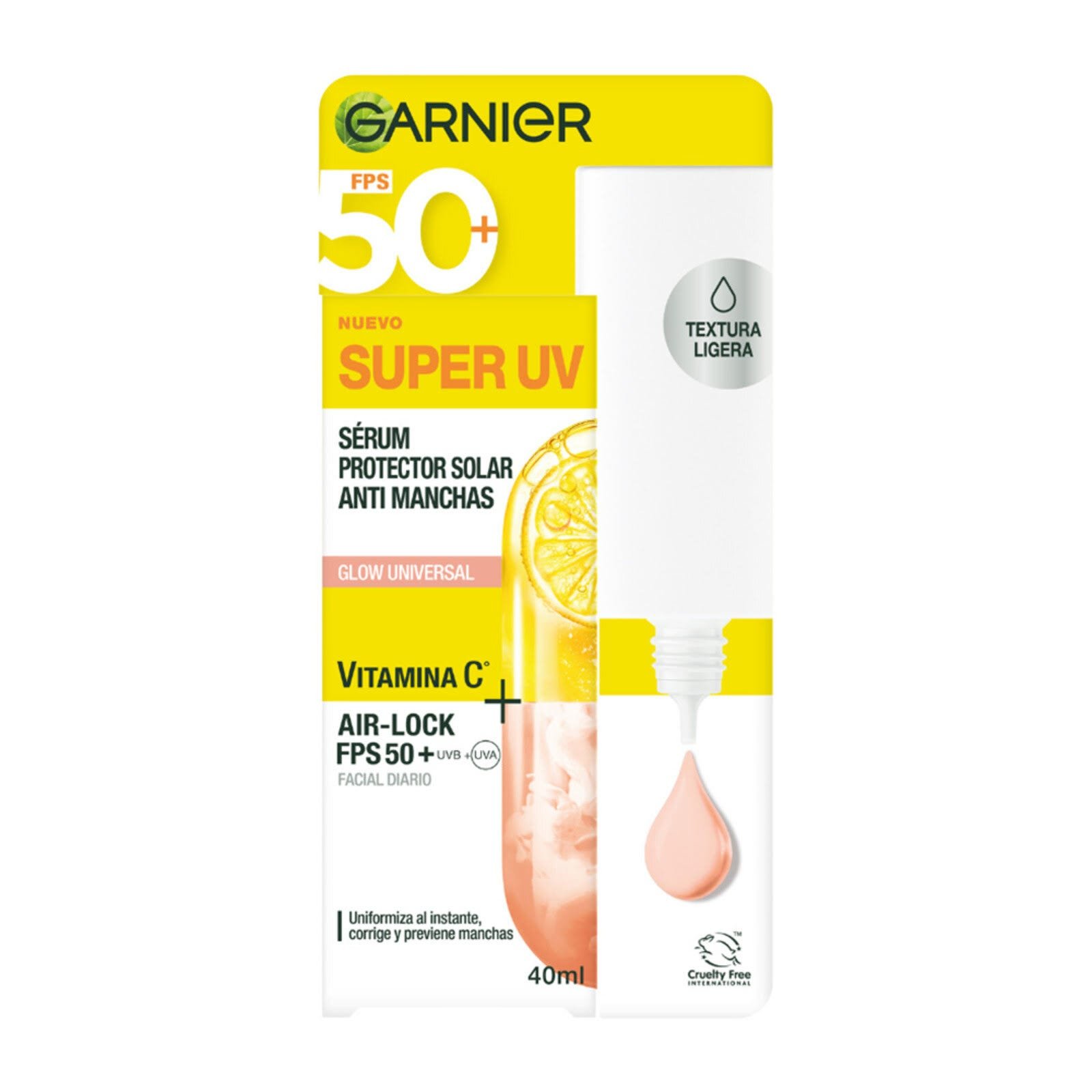 Garnier Super Uv Sunscreen Facial Fluido Acabado Luminoso 40 ml | Clearwell Pharmacy Cabo Delivery in Cabo Garnier Super Uv Sunscreen Facial Fluido Acabado Luminoso 40 ml