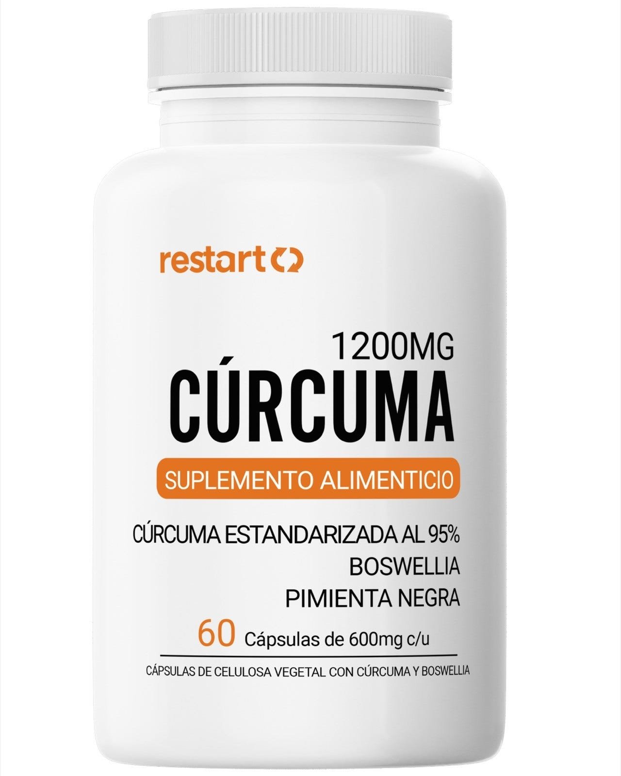Restart Turmeric Turmeric Complex with Boswellia & Pimienta Black 1200mg 95% Estandarizado 60 Capsules Vcaps | Clearwell Pharmacy Cabo Delivery in Cabo Restart Turmeric Turmeric Complex with Boswellia & Pimienta Black 1200mg 95% Estandarizado 60 Capsules Vcaps